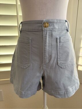 LOFT Curvy Light Blue Denim Utility Pocket Shorts